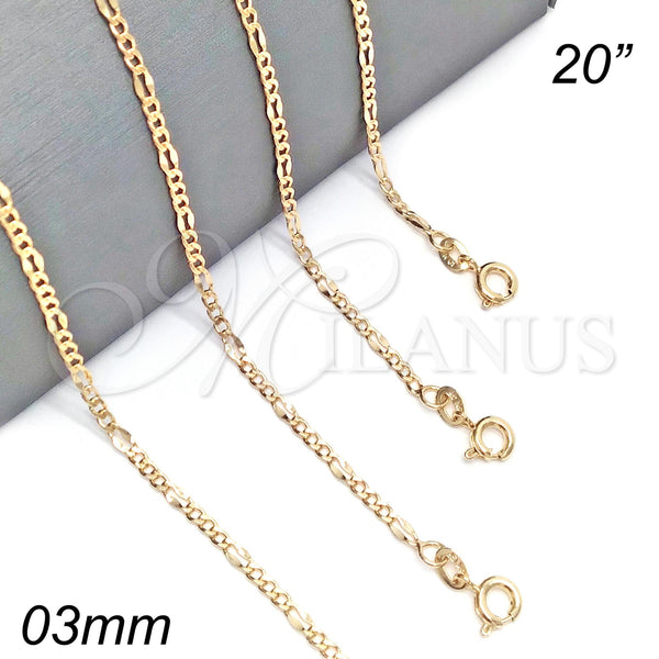 Oro Laminado Basic Necklace, Gold Filled Style Polished, Golden Finish, 04.318.0001.20 (04 MM Thickness, 20 Inches Length)