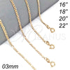 Oro Laminado Basic Necklace, Gold Filled Style Polished, Golden Finish, 04.318.0001.22 (04 MM Thickness, 22 Inches Length)