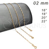 Oro Laminado Basic Necklace, Gold Filled Style Paperclip Design, Polished, Golden Finish, 04.09.0190.16 (03 MM Thickness, 16 Inches Length)