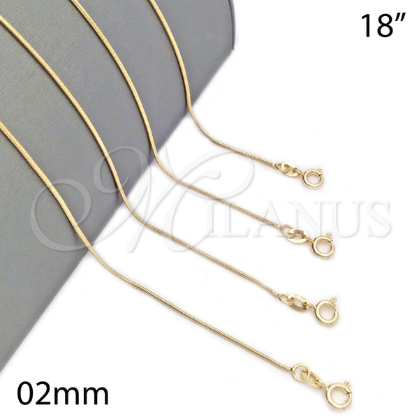 Gold Filled Necklace — Basic Necklace Polished 04.58. 02 MM Thickness 18 — main product view — SKU 141144 | Oro Laminado collar — básico Necklace pulido 04.58. 02 MM Thickness 18 — SKU 141144