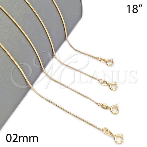 Oro Laminado Basic Necklace, Gold Filled Style Polished, Golden Finish, 04.58.0009.18 (02 MM Thickness, 18 Inches Length)