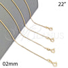 Oro Laminado Basic Necklace, Gold Filled Style Polished, Golden Finish, 04.58.0009.22 (02 MM Thickness, 22 Inches Length)