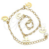 Oro Laminado Charm Anklet , Gold Filled Style Star and Moon Design, Polished, Golden Finish, 03.63.2189.10 (03 MM Thickness, 10 Inches Length)