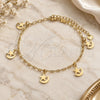 Oro Laminado Charm Anklet , Gold Filled Style Star and Moon Design, Polished, Golden Finish, 03.63.2189.10 (03 MM Thickness, 10 Inches Length)