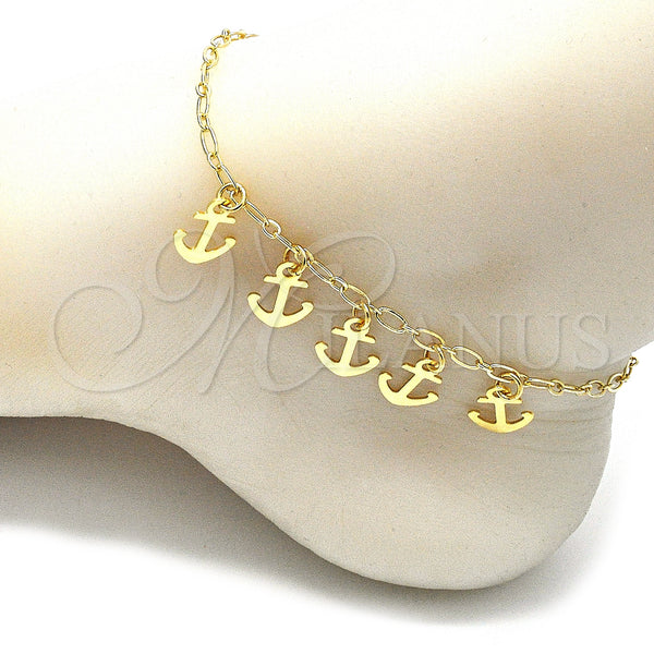Gold Filled Anklet — Charm Anklet Anchor Design Polished 03.63. 03 MM — alternate product view — SKU 141150 | Oro Laminado tobillera — Charm Anklet Anchor diseño pulido 03.63. 03 MM — SKU 141150