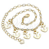 Oro Laminado Charm Anklet , Gold Filled Style Anchor Design, Polished, Golden Finish, 03.63.2192.10 (03 MM Thickness, 10 Inches Length)