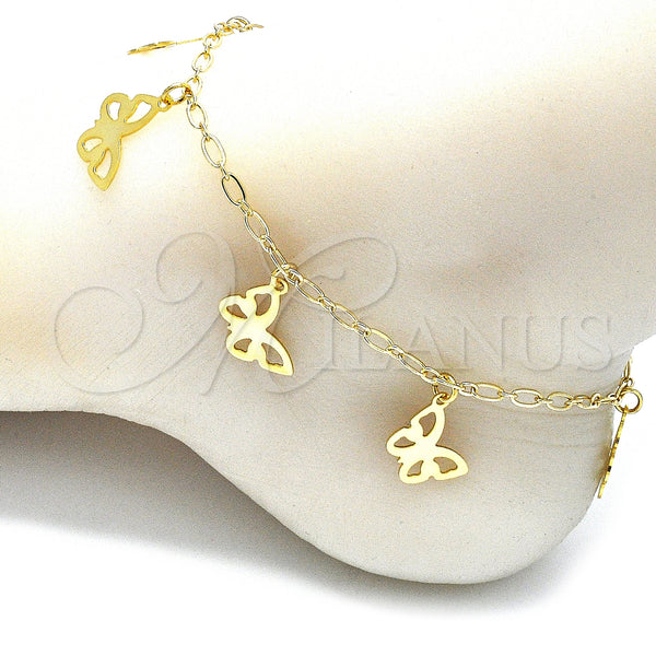 Gold Filled Anklet — Charm Anklet Butterfly Design Polished 03.63. 03 MM — alternate product view — SKU 141151 | Oro Laminado tobillera — Charm Anklet Butterfly diseño pulido 03.63. 03 MM — SKU 141151