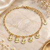 Oro Laminado Charm Anklet , Gold Filled Style Star and Moon Design, Diamond Cutting Finish, Golden Finish, 03.63.2194.10 (03 MM Thickness, 10 Inches Length)