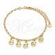 Oro Laminado Charm Anklet , Gold Filled Style Star and Moon Design, Diamond Cutting Finish, Golden Finish, 03.63.2194.10 (03 MM Thickness, 10 Inches Length)