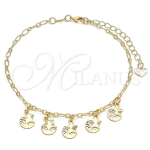 Gold Filled Anklet — Charm Anklet Star and Moon Design Diamond Cutting — main product view — SKU 141152 | Oro Laminado tobillera — Charm Anklet estrella and Moon diseño Diamond Cutting — SKU 141152