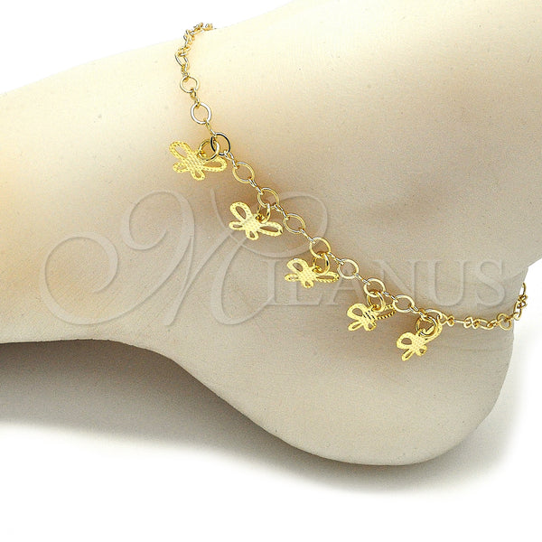 Gold Filled Anklet — Charm Anklet Butterfly Design Diamond Cutting 03.63. 04 — alternate product view — SKU 141153 | Oro Laminado tobillera — Charm Anklet Butterfly diseño Diamond Cutting 03.63. 04 — SKU 141153