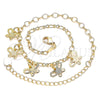 Oro Laminado Charm Anklet , Gold Filled Style Butterfly Design, Diamond Cutting Finish, Golden Finish, 03.63.2195.10 (04 MM Thickness, 10 Inches Length)