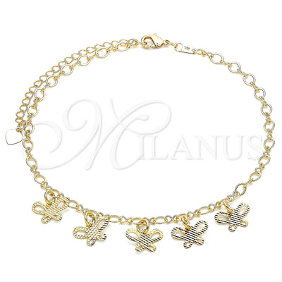 Gold Filled Anklet — Charm Anklet Butterfly Design Diamond Cutting 03.63. 04 for wholesale, main product view