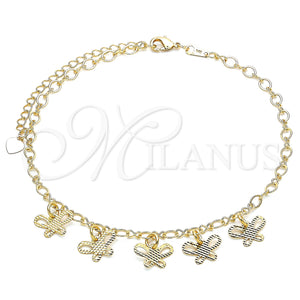 Gold Filled Anklet — Charm Anklet Butterfly Design Diamond Cutting 03.63. 04 — main product view — SKU 141153 | Oro Laminado tobillera — Charm Anklet Butterfly diseño Diamond Cutting 03.63. 04 — SKU 141153