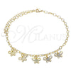 Oro Laminado Charm Anklet , Gold Filled Style Butterfly Design, Diamond Cutting Finish, Golden Finish, 03.63.2195.10 (04 MM Thickness, 10 Inches Length)