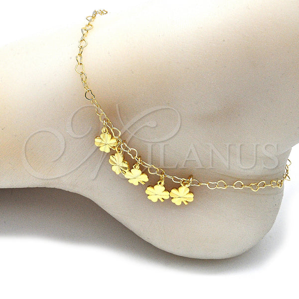 Gold Filled Anklet — Charm Anklet Four-leaf Clover Design Polished 03.63. 03 — alternate product view — SKU 141157 | Oro Laminado tobillera — Charm Anklet Four-leaf Clover diseño pulido 03.63. 03 — SKU 141157