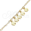 Oro Laminado Charm Anklet , Gold Filled Style Four-leaf Clover Design, Polished, Golden Finish, 03.63.2199.10 (03 MM Thickness, 10 Inches Length)