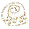 Oro Laminado Charm Anklet , Gold Filled Style Four-leaf Clover Design, Polished, Golden Finish, 03.63.2199.10 (03 MM Thickness, 10 Inches Length)