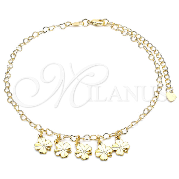 Gold Filled Anklet — Charm Anklet Four-leaf Clover Design Polished 03.63. 03 — main product view — SKU 141157 | Oro Laminado tobillera — Charm Anklet Four-leaf Clover diseño pulido 03.63. 03 — SKU 141157