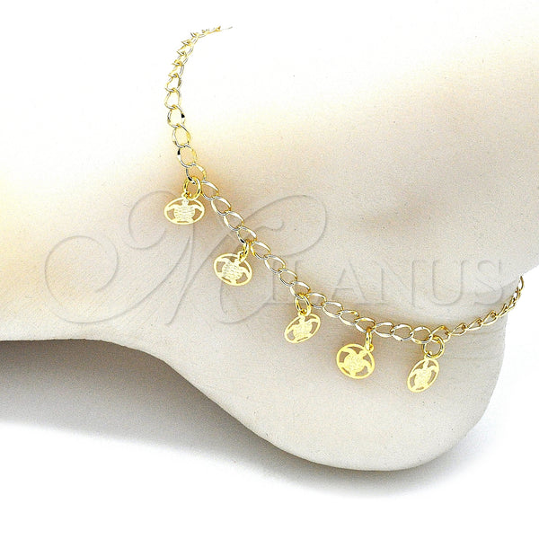 Gold Filled Anklet — Charm Anklet Turtle Design Polished 03.63. 04 MM — alternate product view — SKU 141161 | Oro Laminado tobillera — Charm Anklet Turtle diseño pulido 03.63. 04 MM — SKU 141161