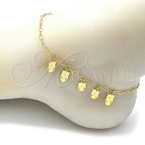 Gold Filled Anklet — Charm Anklet Owl Design Polished 03.63. 03 MM — alternate product view — SKU 141162 | Oro Laminado tobillera — Charm Anklet Owl diseño pulido 03.63. 03 MM — SKU 141162