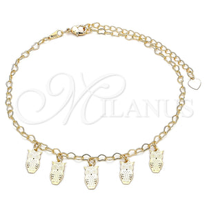 Gold Filled Anklet — Charm Anklet Owl Design Polished 03.63. 03 MM — main product view — SKU 141162 | Oro Laminado tobillera — Charm Anklet Owl diseño pulido 03.63. 03 MM — SKU 141162