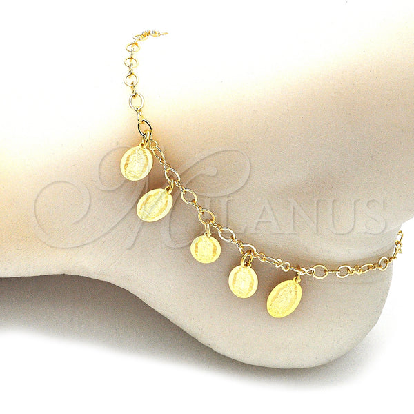 Gold Filled Anklet — Charm Anklet Guadalupe Design Polished 03.63. 04 MM — alternate product view — SKU 141164 | Oro Laminado tobillera — Charm Anklet Guadalupe diseño pulido 03.63. 04 MM — SKU 141164