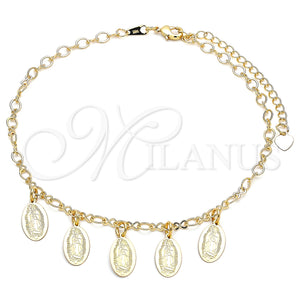 Gold Filled Anklet — Charm Anklet Guadalupe Design Polished 03.63. 04 MM — main product view — SKU 141164 | Oro Laminado tobillera — Charm Anklet Guadalupe diseño pulido 03.63. 04 MM — SKU 141164