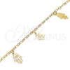 Oro Laminado Charm Anklet , Gold Filled Style Hand of God Design, Polished, Golden Finish, 03.63.2207.10 (04 MM Thickness, 10 Inches Length)