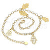 Oro Laminado Charm Anklet , Gold Filled Style Hand of God Design, Polished, Golden Finish, 03.63.2207.10 (04 MM Thickness, 10 Inches Length)