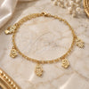 Oro Laminado Charm Anklet , Gold Filled Style Hand of God and Judaica Design, Polished, Golden Finish, 03.63.2207.10 (04 MM Thickness, 10 Inches Length)