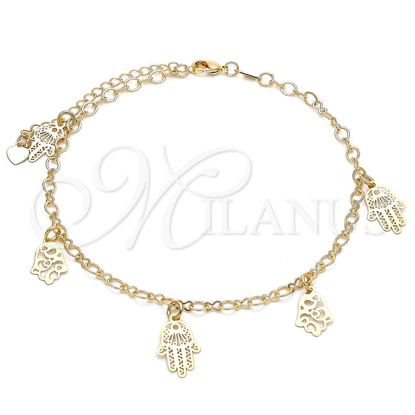 Gold Filled Anklet — Charm Anklet Hand of God and Judaica Design — main product view — SKU 141165 | Oro Laminado tobillera — Charm Anklet Hand of God and Judaica diseño — SKU 141165