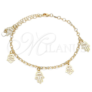 Gold Filled Anklet — Charm Anklet Hand of God and Judaica Design — main product view — SKU 141165 | Oro Laminado tobillera — Charm Anklet Hand of God and Judaica diseño — SKU 141165