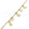 Oro Laminado Charm Anklet , Gold Filled Style Star and Moon Design, Polished, Golden Finish, 03.63.2208.10 (03 MM Thickness, 10 Inches Length)