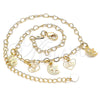 Oro Laminado Charm Anklet , Gold Filled Style Star and Moon Design, Polished, Golden Finish, 03.63.2208.10 (03 MM Thickness, 10 Inches Length)