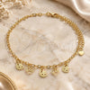 Oro Laminado Charm Anklet , Gold Filled Style Star and Moon Design, Polished, Golden Finish, 03.63.2208.10 (03 MM Thickness, 10 Inches Length)