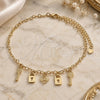 Oro Laminado Charm Anklet , Gold Filled Style Heart and Love Design, Polished, Golden Finish, 03.63.2209.10 (03 MM Thickness, 10 Inches Length)