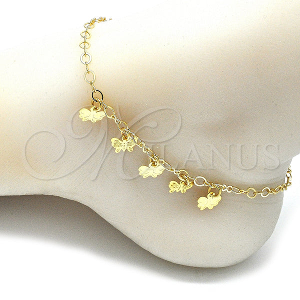 Gold Filled Anklet — Charm Anklet Butterfly Design Polished 03.63. 04 MM — alternate product view — SKU 141168 | Oro Laminado tobillera — Charm Anklet Butterfly diseño pulido 03.63. 04 MM — SKU 141168
