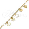 Oro Laminado Charm Anklet , Gold Filled Style Butterfly Design, Polished, Golden Finish, 03.63.2210.10 (04 MM Thickness, 10 Inches Length)