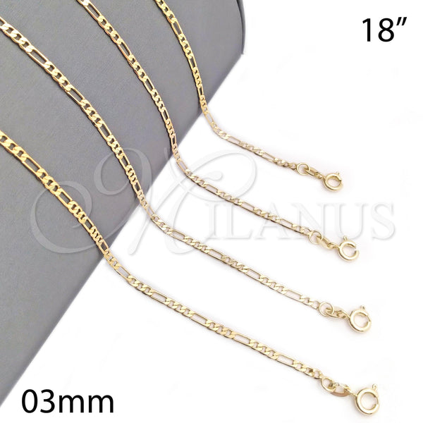 Gold Filled Necklace — Basic Necklace Figaro Design Polished 04.58. 03 MM — main product view — SKU 141170 | Oro Laminado collar — básico Necklace Figaro diseño pulido 04.58. 03 MM — SKU 141170