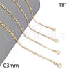 Oro Laminado Basic Necklace, Gold Filled Style Figaro Design, Polished, Golden Finish, 04.58.0010.18 (03 MM Thickness, 18 Inches Length)