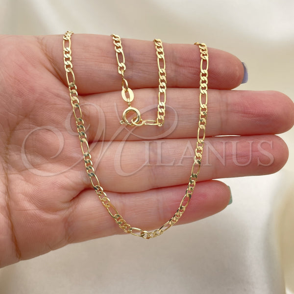 Gold Filled Necklace — Basic Necklace Figaro Design Polished 04.58. 03 MM — alternate product view — SKU 141173 | Oro Laminado collar — básico Necklace Figaro diseño pulido 04.58. 03 MM — SKU 141173