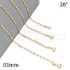 Oro Laminado Basic Necklace, Gold Filled Style Paperclip Design, Polished, Golden Finish, 04.58.0011.20 (100 Gauge, 03 MM Thickness, 20 Inches Length)
