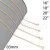 Oro Laminado Basic Necklace, Gold Filled Style Polished, Golden Finish, 04.58.0012.20 (0.60 Gauge, 03 MM Thickness, 20 Inches Length)
