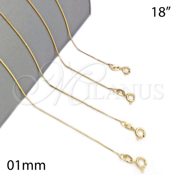 Gold Filled Necklace — Basic Necklace Box Design Polished 04.58. 0.35 Gauge — main product view — SKU 141181 | Oro Laminado collar — básico Necklace Box diseño pulido 04.58. 0.35 Gauge — SKU 141181