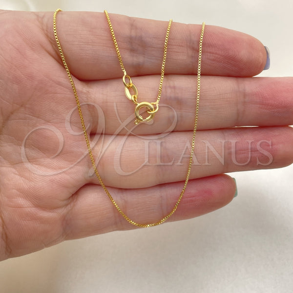 Gold Filled Necklace — Basic Necklace Box Design Polished 04.58. 0.35 Gauge — alternate product view — SKU 141183 | Oro Laminado collar — básico Necklace Box diseño pulido 04.58. 0.35 Gauge — SKU 141183