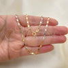Oro Laminado Basic Necklace, Gold Filled Style Pave Mariner Design, Polished, Tricolor, 04.58.0014.22 (100 Gauge, 04 MM Thickness, 22 Inches Length)