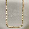 Oro Laminado Basic Necklace, Gold Filled Style Pave Mariner Design, Polished, Tricolor, 04.58.0014.22 (100 Gauge, 04 MM Thickness, 22 Inches Length)