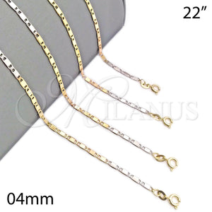 Gold Filled Necklace — Basic Necklace Pave Mariner Design Polished Tricolor 04.58. — main product view — SKU 141184 | Oro Laminado collar — básico Necklace Pave Mariner diseño pulido Tricolor 04.58. — SKU 141184