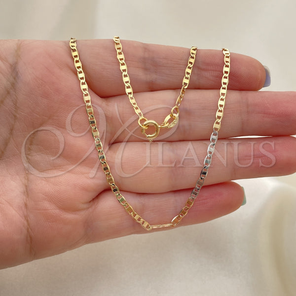 Gold Filled Necklace — Basic Necklace Polished Tricolor 04.58. 0.80 Gauge 03 — alternate product view — SKU 141185 | Oro Laminado collar — básico Necklace pulido Tricolor 04.58. 0.80 Gauge 03 — SKU 141185